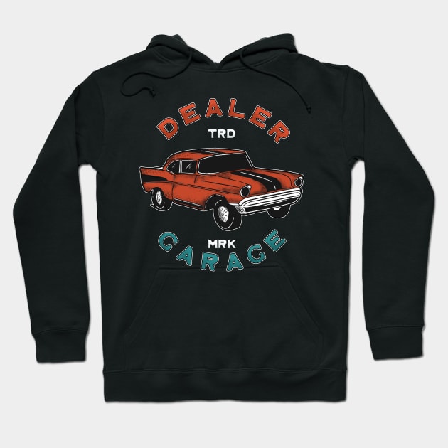 Car Dealer Garage Vintage Illustration Hoodie by Merchsides